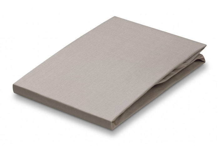 Percale Hoeslaken Stone | 90 x 200 cm | Lichtgrijs | Beige | Katoen