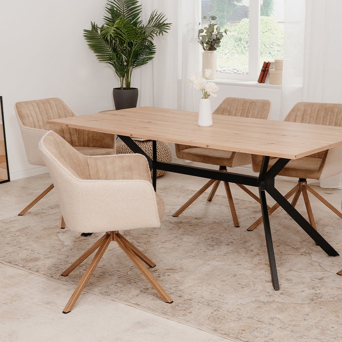 Calicosy - Eetkamerstoelen RAY - Stof - Bouclé Beige - Set van 2