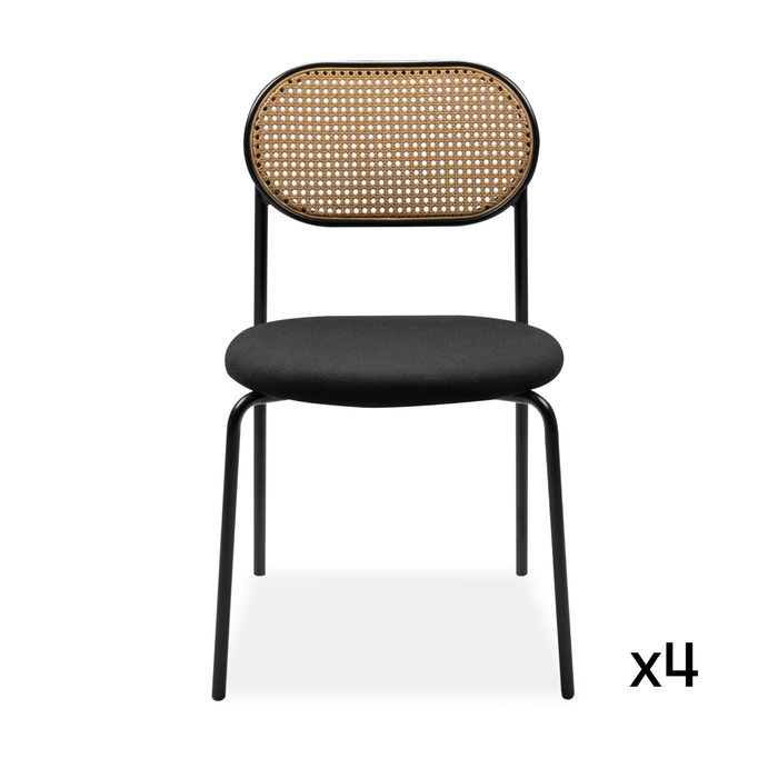 Calicosy - Set 4 stoelen MOZART - L47 cm - Rotan & metaal