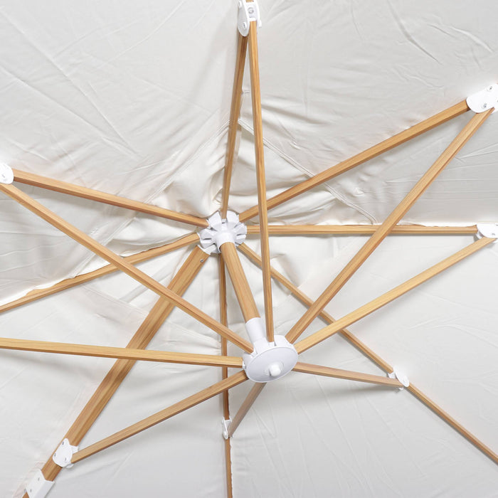 sweeek - Vierkante zweefparasol 3x3m + set van 4 verzwaarde tegels