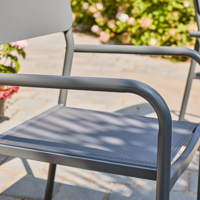 sweeek - Stapelbare tuinstoelen van aluminium en textileen (Set van 4)