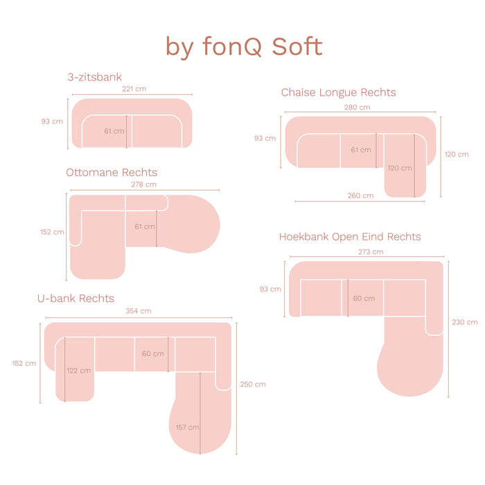 by fonQ Soft Hoekbank Rechts - Open Eind - Miro Chenille - Terra