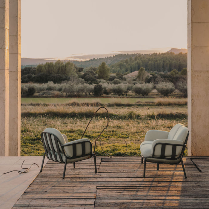 Kave Home - Joncols outdoor fauteuil in aluminium met groen gelakte