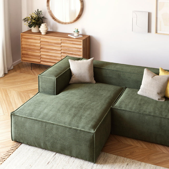 Kave Home Blok Chaise Longue Links - Donkergroen - Rib