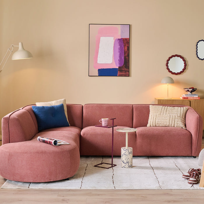 by fonQ Soft Hoekbank Links - Open Eind - Micro Chenille - Oud Roze