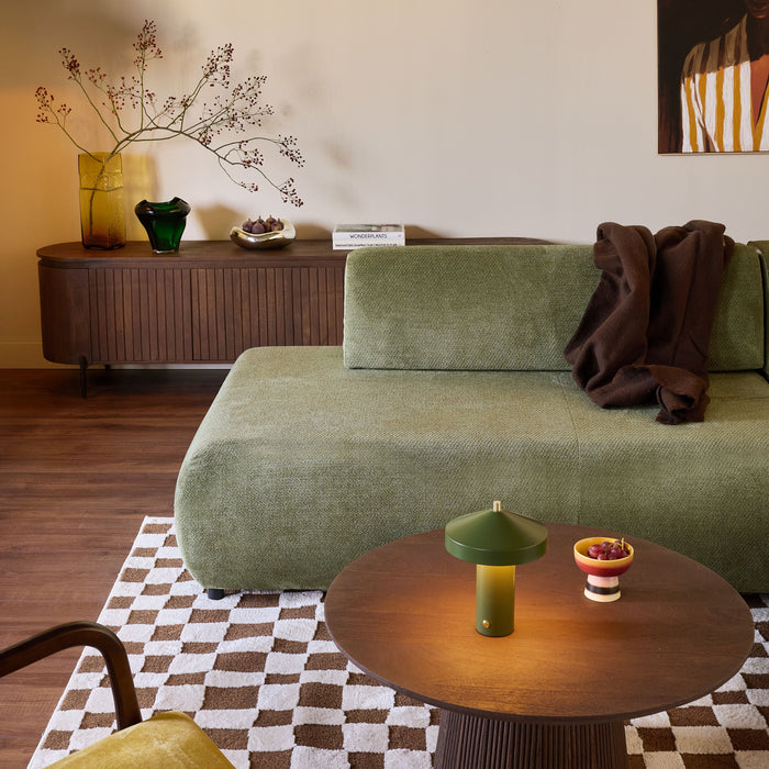 by fonQ Wisp Hoekbank met Chaise Longue Links met Slaapfunctie - Chenille - Olijfgroen