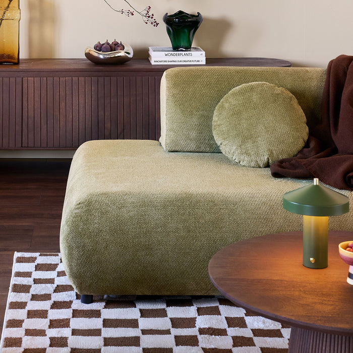 by fonQ Wisp Hoekbank met Chaise Longue Links met Slaapfunctie - Chenille - Olijfgroen