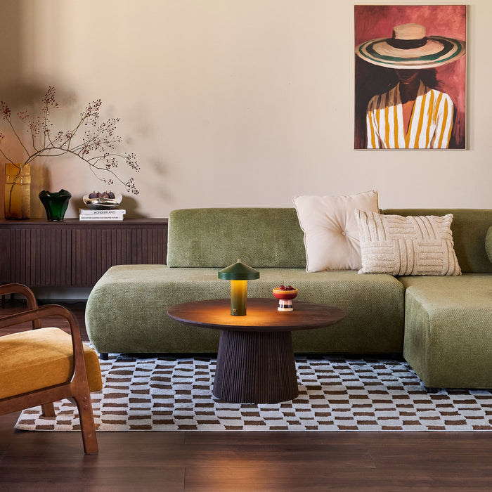 by fonQ Wisp Hoekbank met Chaise Longue Links met Slaapfunctie - Chenille - Olijfgroen