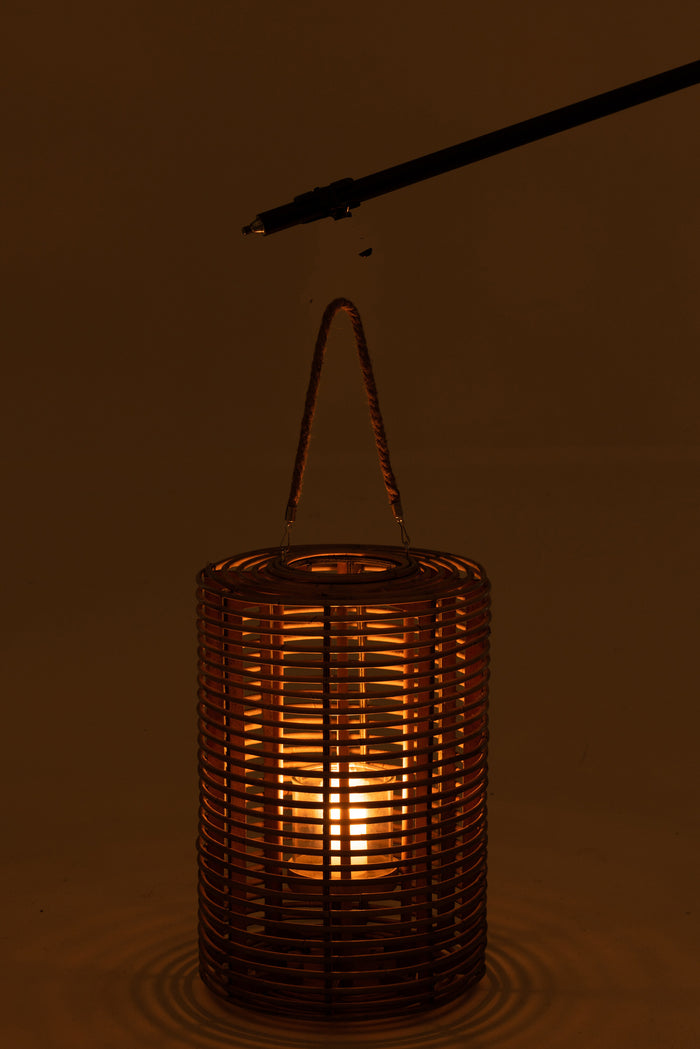 J-Line lantaarn Rond Lang - rotan - licht naturel