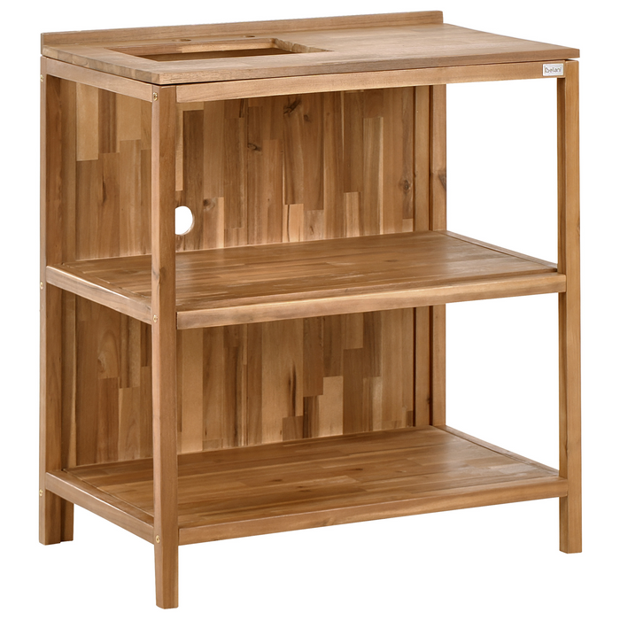 Beliani - VENOSA - Buitenkeuken eiland set - Bruin|Zwart - Acaciahout