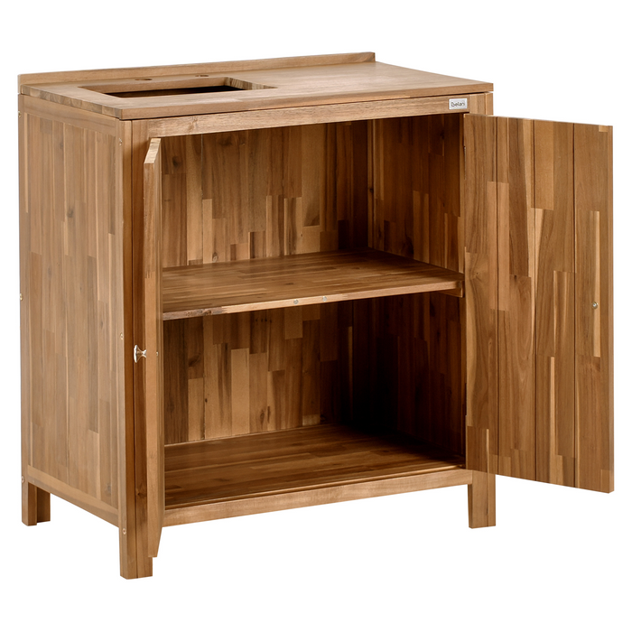 Beliani-VENOSA -Buitenkast wastafel-Zilver-50 x 80 x 90 cm-Acaciahout