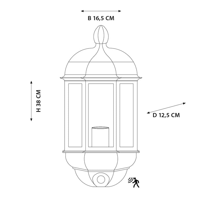 KS Verlichting Verona Muurlamp met Bewegingssensor Zwart