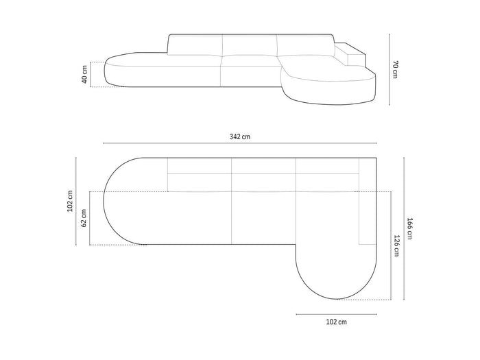 Micadoni 6-zits hoekbank Jodie velvet rechts rond