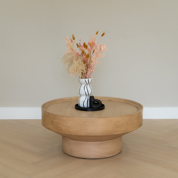 QUVIO Vaas zwarte strepen - Zandloper vorm - Keramiek - ø23x11cm - Wit