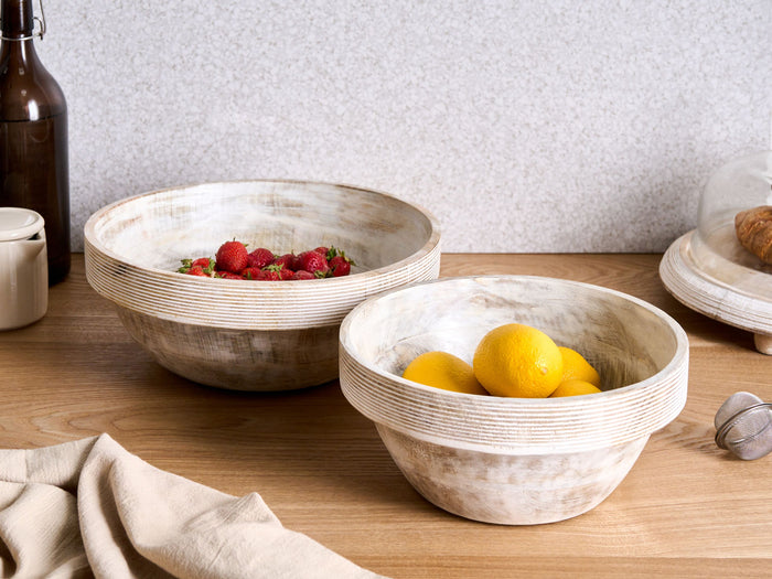 Beliani - MINYA - Set van 2 schalen - Lichtbruin - Mangohout