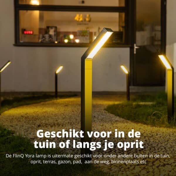 FlinQ Tuinverlichting Yora Zwart Solar incl. Lichtsenor 2 Stuks