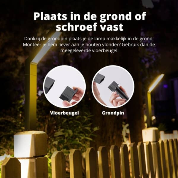 FlinQ Tuinverlichting Yora Zwart Solar incl. Lichtsenor 2 Stuks