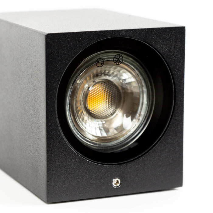 KS Verlichting Geo Up en Down Muurlamp Zwart met Lichtsensor LED