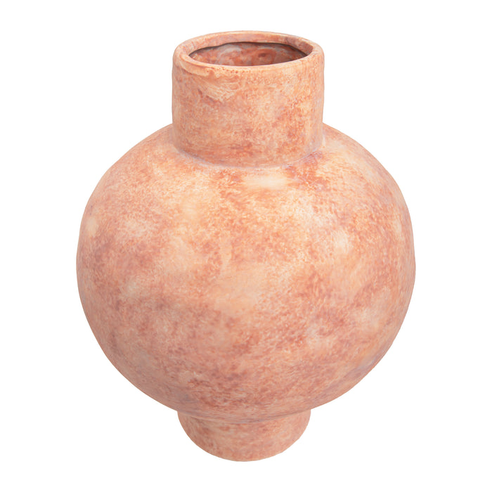 QUVIO Bloemenvaas - Keramiek - Bol -25 cm - Oranje