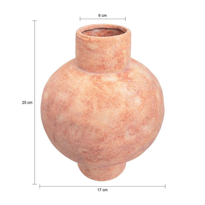 QUVIO Bloemenvaas - Keramiek - Bol -25 cm - Oranje