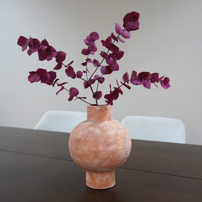 QUVIO Bloemenvaas - Keramiek - Bol -25 cm - Oranje