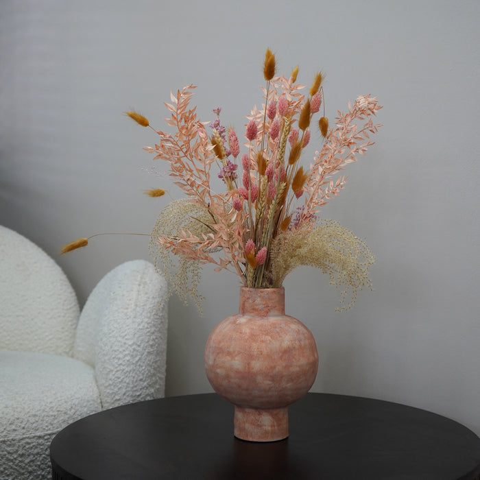 QUVIO Bloemenvaas - Keramiek - Bol -25 cm - Oranje