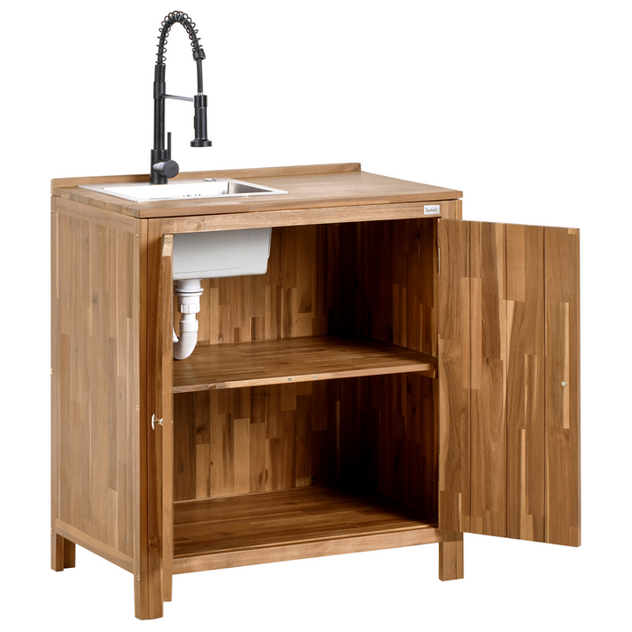 Beliani - VENOSA - Buitenkeuken kast set - Bruin|Zwart - Acaciahout