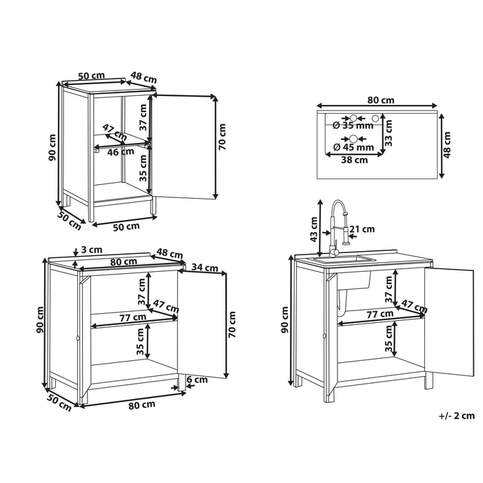 Beliani - VENOSA - Buitenkeuken kast set - Bruin|Zwart - Acaciahout