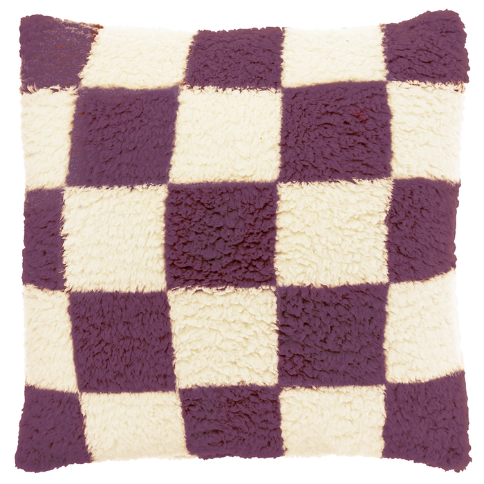 Unique Living - Sierkussen Check 53x53cm - Dove White| Dark Purple