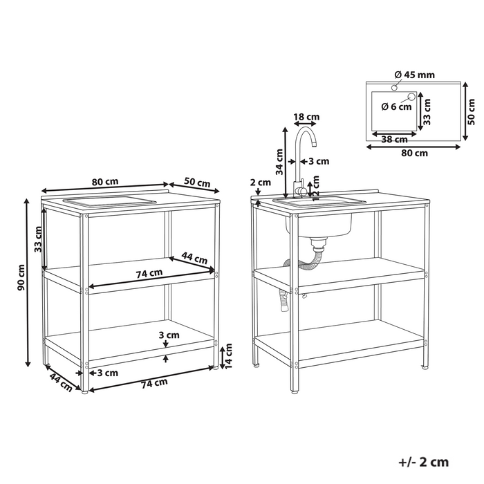 Beliani - VILAMA - Tuin kookeiland set - Groen - 2-delig - RVS