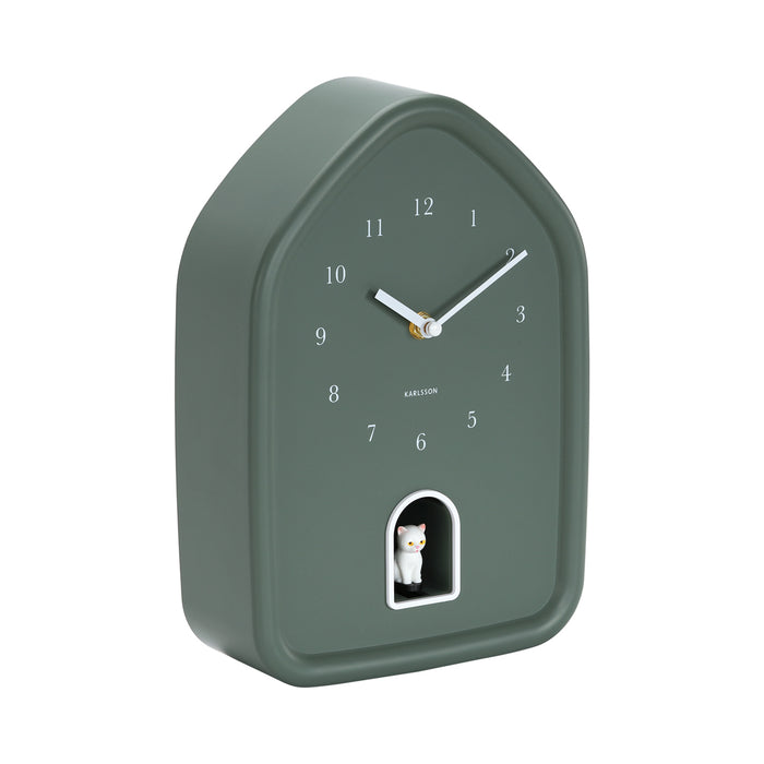 Karlsson - Wandklok Modern Kitty - Jungle groen- Ø29,1cm