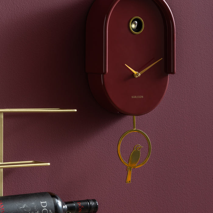 Karlsson - Wandklok Tweet - Bordeauxrood