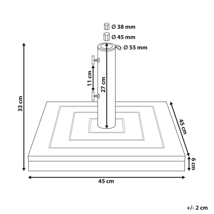 Beliani - CECCANO - Parasolvoet vierkant - Bruin - Graniet