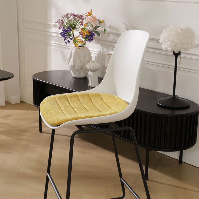 Nolon Nino-Liv Barkruk Wit - Okergeel Kussen - Zwart Frame - 65cm