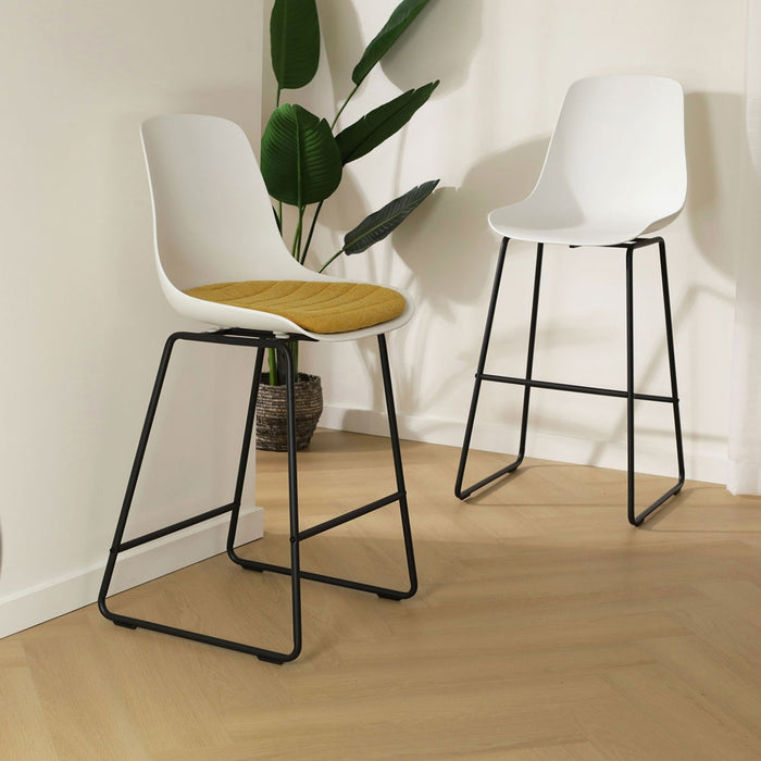 Nolon Nino-Liv Barkruk Wit - Okergeel Kussen - Zwart Frame - 65cm