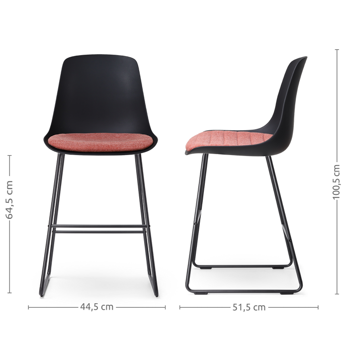 Nolon Nino-Liv Barkruk Zwart - Terracotta Kussen - Zwart Frame - 65cm