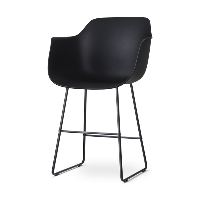 Nolon Nino-Puk Barkruk Zwart - Armleunining - Zwart Onderstel - 65 cm