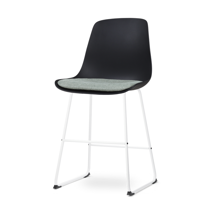 Nolon Nino-Liv Barkruk Zwart - Zacht Groen Kussen - Wit Frame - 65 cm