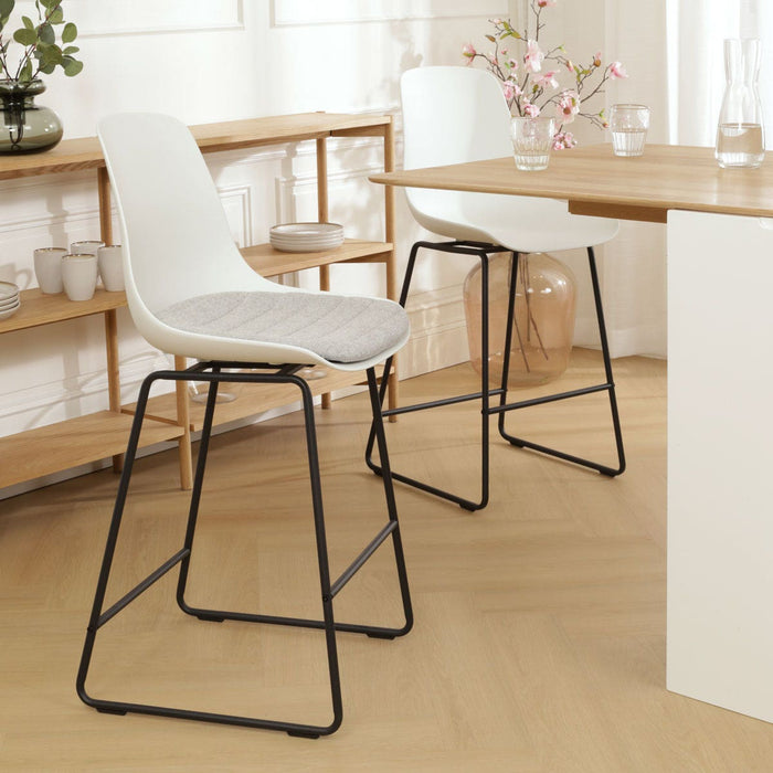 Nolon Nino-Liv Barkruk Wit - Lichtgrijs Kussen - Zwart Frame - 75 cm