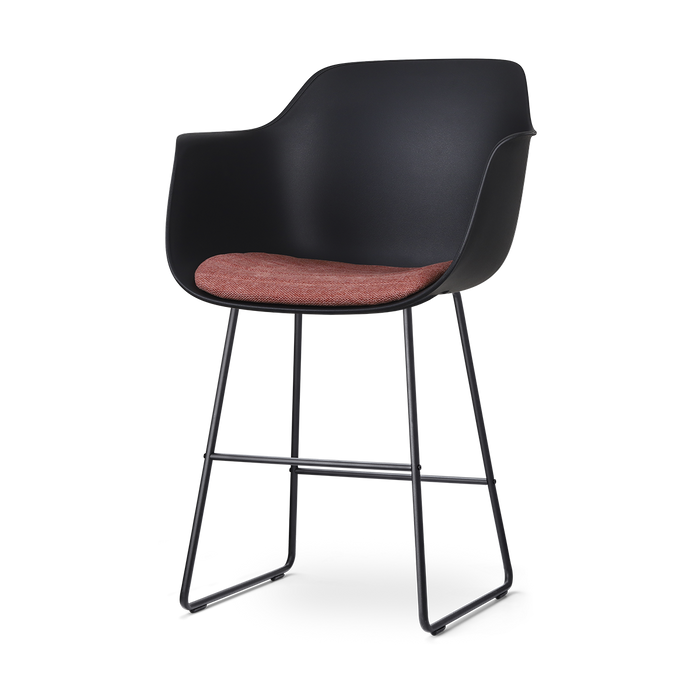 Nolon Nino-Liz Barkruk Zwart - Terracotta Kussen - Zwart Frame - 65 cm