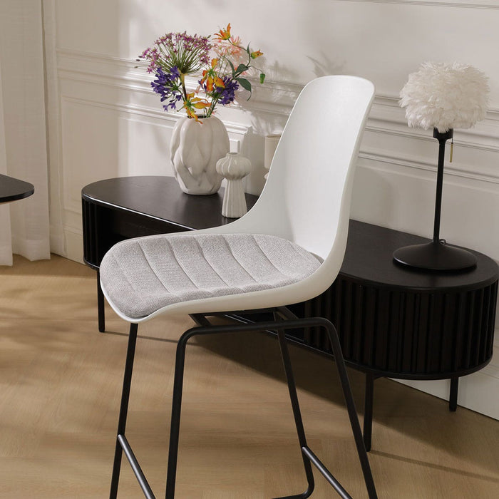 Nolon Nino-Liv Barkruk Wit - Lichtgrijs Kussen - Zwart Frame - 75 cm