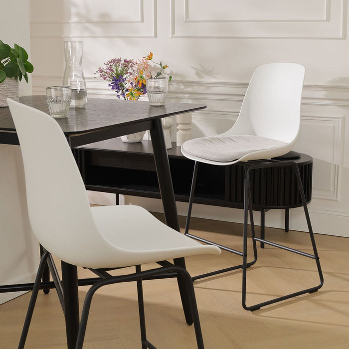 Nolon Nino-Liv Barkruk Wit - Beige Kussen - Zwart Frame - 65cm