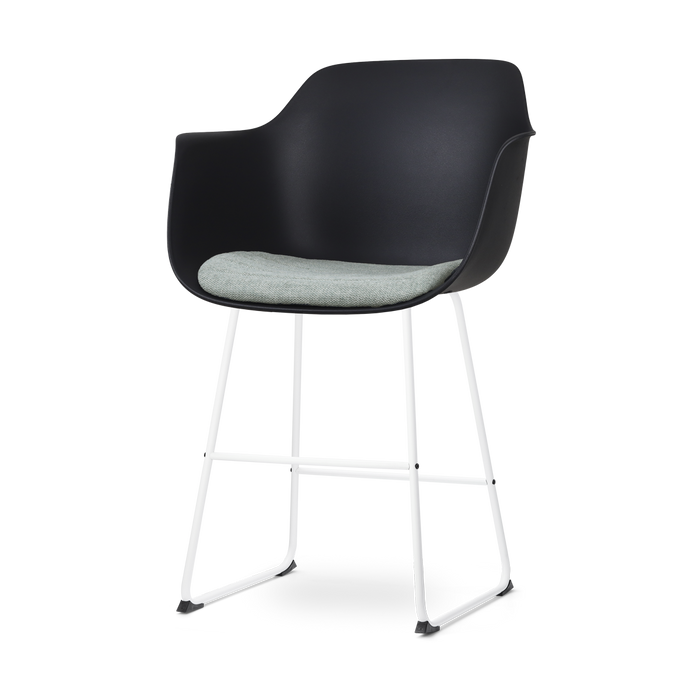 Nolon Nino-Liz Barkruk Zwart - Zacht Groen Kussen - Wit Frame - 65 cm