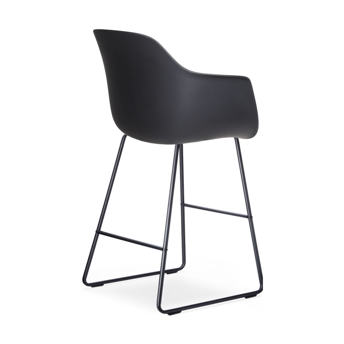 Nolon Nino-Liz Barkruk Zwart - Okergeel Kussen - Zwart Frame - 65 cm