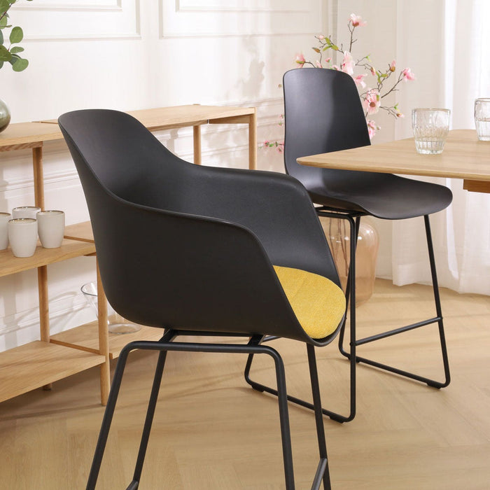 Nolon Nino-Liz Barkruk Zwart - Okergeel Kussen - Zwart Frame - 75 cm