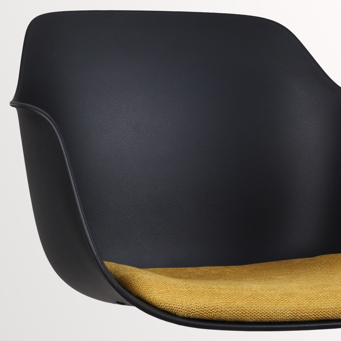 Nolon Nino-Liz Barkruk Zwart - Okergeel Kussen - Zwart Frame - 75 cm