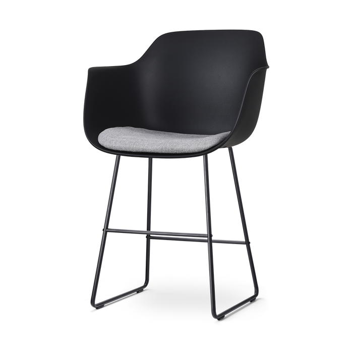 Nolon Nino-Liz Barkruk Zwart - Lichtgrijs Kussen - Zwart Frame - 65 cm