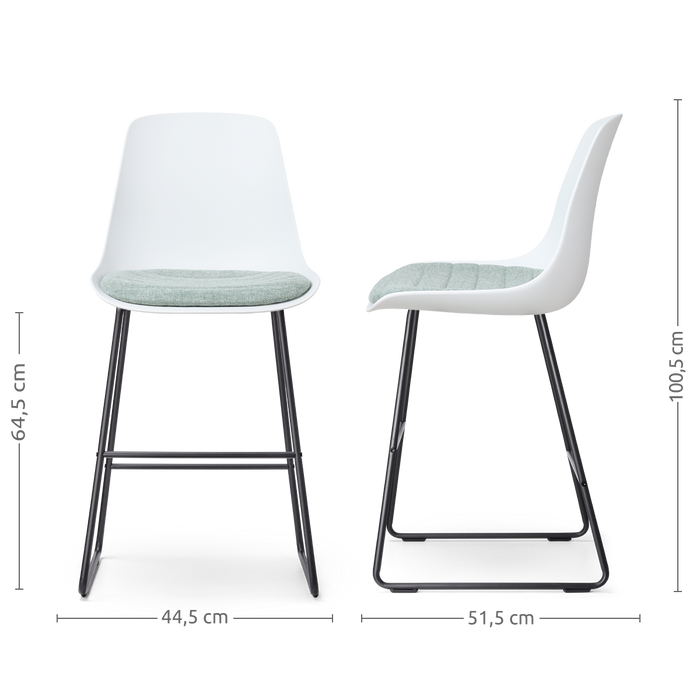 Nolon Nino-Liv Barkruk Wit - Zacht Groen Kussen - Zwart Frame - 65cm