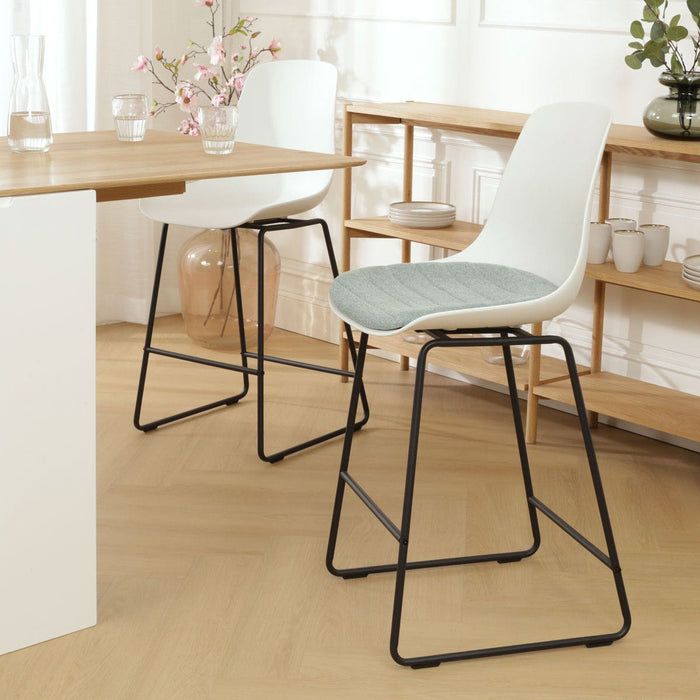 Nolon Nino-Liv Barkruk Wit - Zacht Groen Kussen - Zwart Frame - 65cm