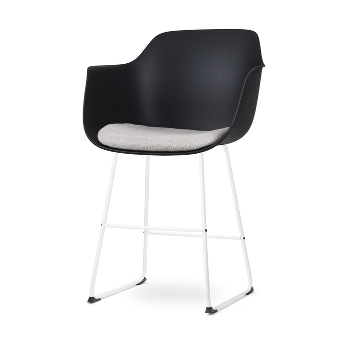 Nolon Nino-Liz Barkruk Zwart - Beige Kussen - Wit Frame - 65 cm